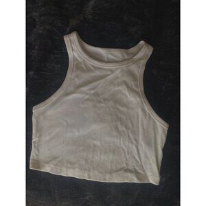 Wild Fable White Ribbed Cropped Tank Top